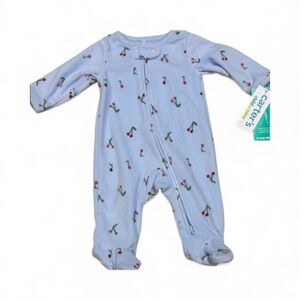 Carter's Fleece Blue Cherry Print Baby One Piece